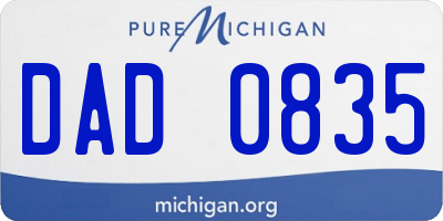 MI license plate DAD0835