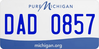 MI license plate DAD0857