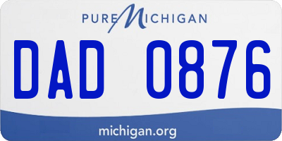 MI license plate DAD0876