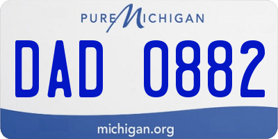 MI license plate DAD0882