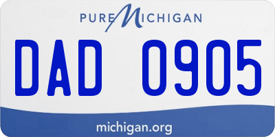 MI license plate DAD0905