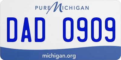 MI license plate DAD0909