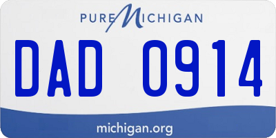 MI license plate DAD0914