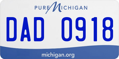 MI license plate DAD0918