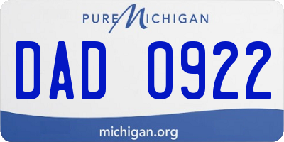 MI license plate DAD0922