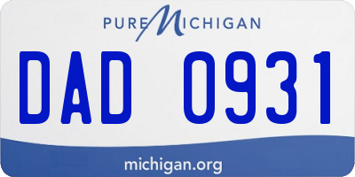 MI license plate DAD0931