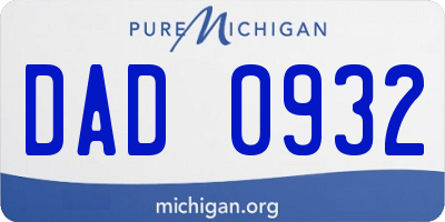 MI license plate DAD0932