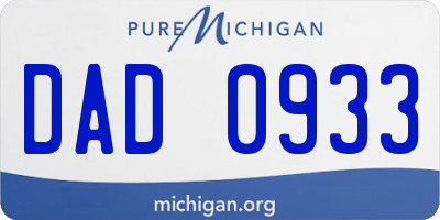 MI license plate DAD0933