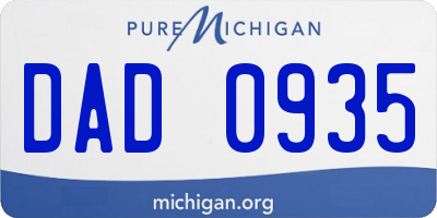 MI license plate DAD0935