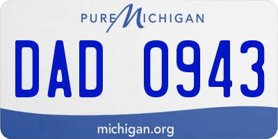 MI license plate DAD0943