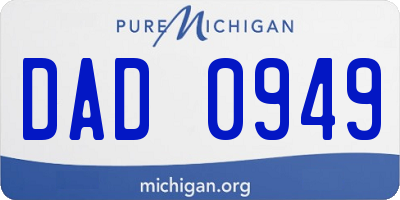 MI license plate DAD0949