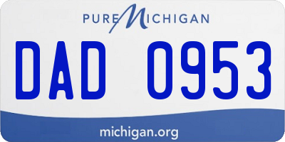 MI license plate DAD0953