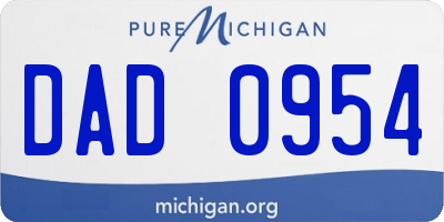 MI license plate DAD0954