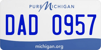 MI license plate DAD0957