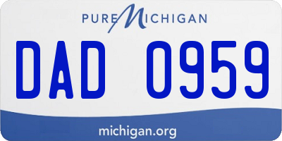 MI license plate DAD0959
