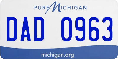 MI license plate DAD0963