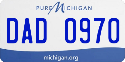 MI license plate DAD0970