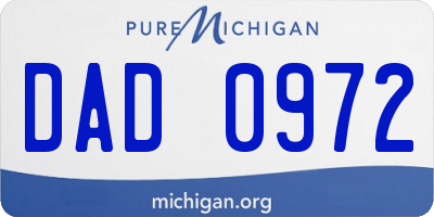 MI license plate DAD0972