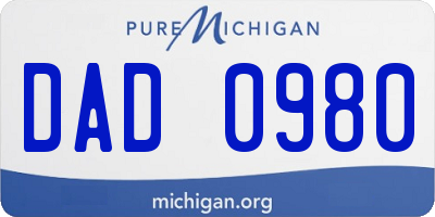 MI license plate DAD0980