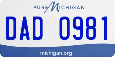 MI license plate DAD0981