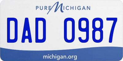 MI license plate DAD0987