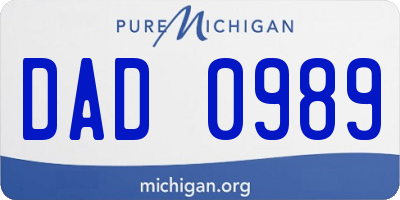 MI license plate DAD0989
