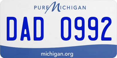 MI license plate DAD0992