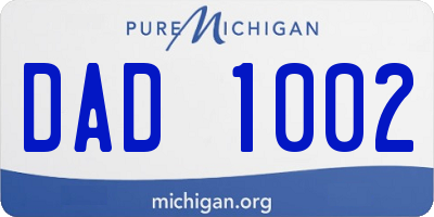MI license plate DAD1002