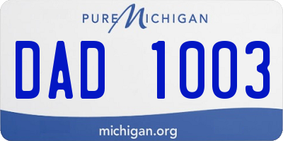MI license plate DAD1003