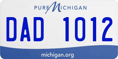 MI license plate DAD1012