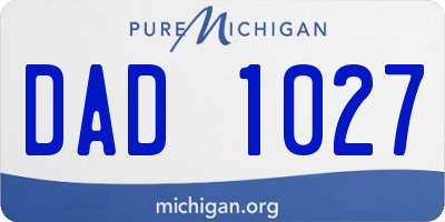 MI license plate DAD1027