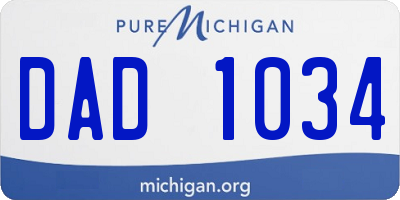 MI license plate DAD1034