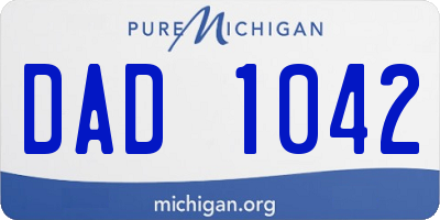 MI license plate DAD1042