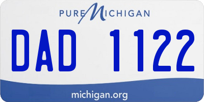 MI license plate DAD1122