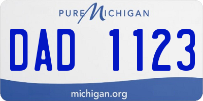 MI license plate DAD1123