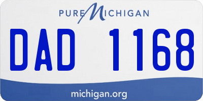 MI license plate DAD1168