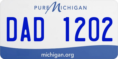 MI license plate DAD1202