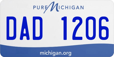 MI license plate DAD1206
