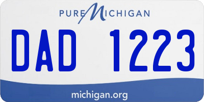 MI license plate DAD1223