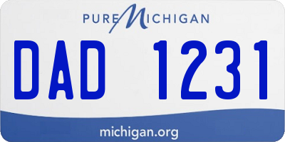 MI license plate DAD1231