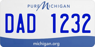 MI license plate DAD1232