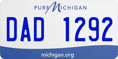 MI license plate DAD1292