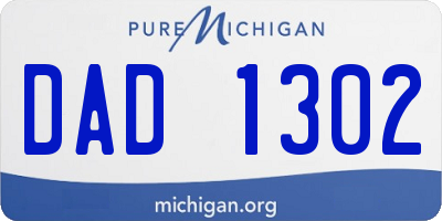 MI license plate DAD1302