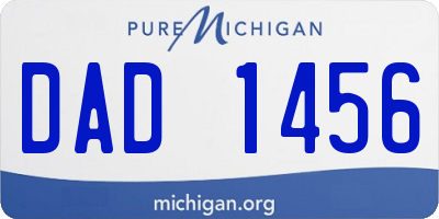 MI license plate DAD1456