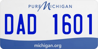 MI license plate DAD1601