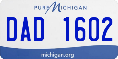 MI license plate DAD1602