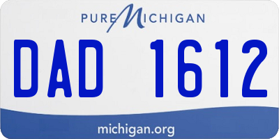 MI license plate DAD1612