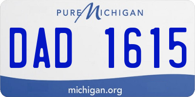 MI license plate DAD1615