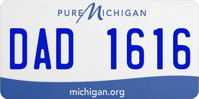 MI license plate DAD1616
