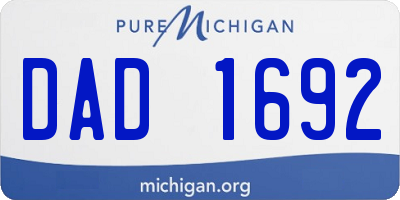 MI license plate DAD1692